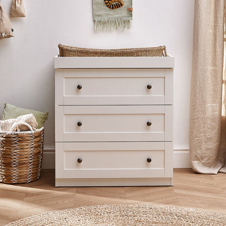 Silver Cross Bromley 2 Piece Nursery Furniture Set with Convertible Cot Bed to Toddler Bed & Dresser - White