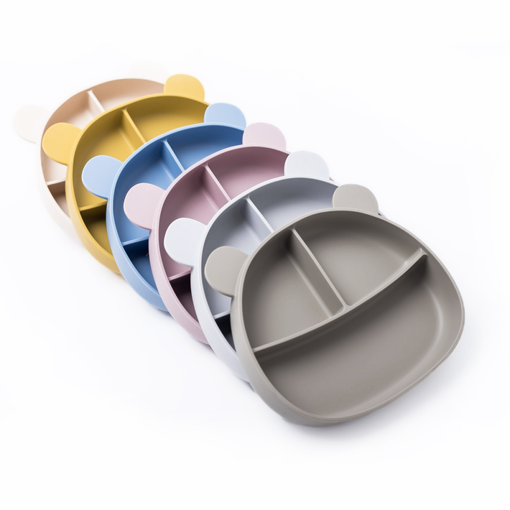 Callowesse Silicone Divided Suction Plate - Light Grey