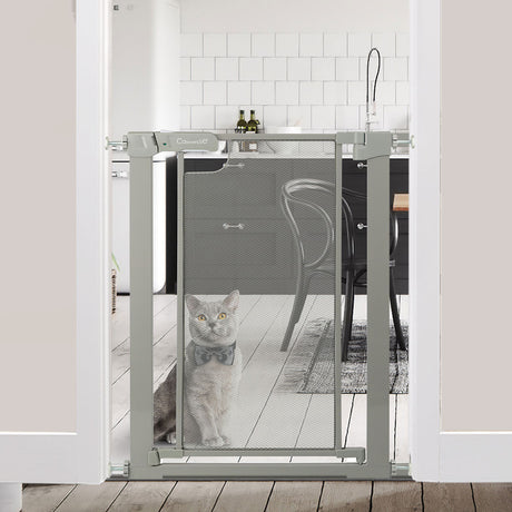 Callowesse Narrow Metal Mesh Child & Pet Safety Gate 62-69cm x H76cm - Ash Grey 2