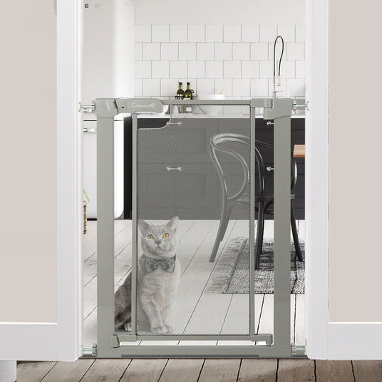Callowesse Narrow Metal Mesh Child & Pet Safety Gate 62-69cm x H76cm - Ash Grey 2