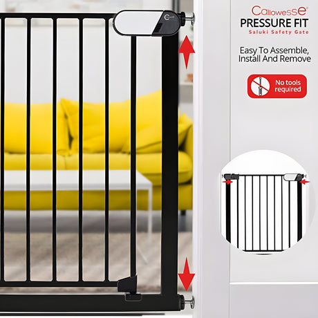 Callowesse Saluki Tall & Narrow Pressure Fit Child & Pet Safety Gate | 65-70cm x H96cm - Black 3