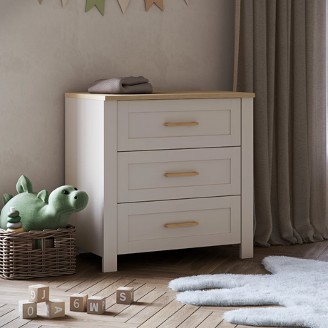 Silver Cross Seville 3 Piece Nursery Furniture Set with Convertible Cot to Toddler Bed, Dresser & Double Wardrobe