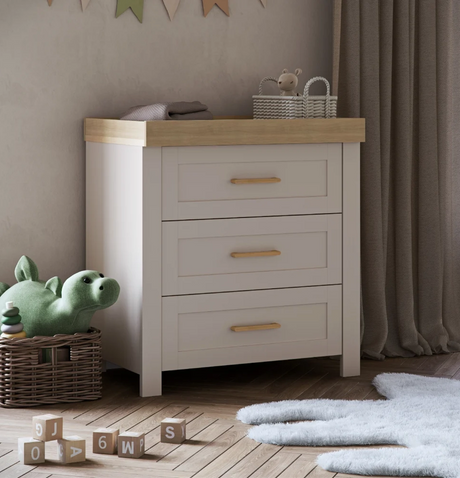 Silver Cross Seville 3 Piece Nursery Furniture Set with Convertible Cot to Toddler Bed, Dresser & Double Wardrobe