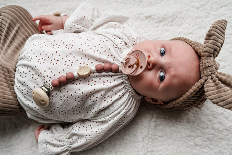 Chewies Silicone Leaf Pacifier Teething Clip - Blush