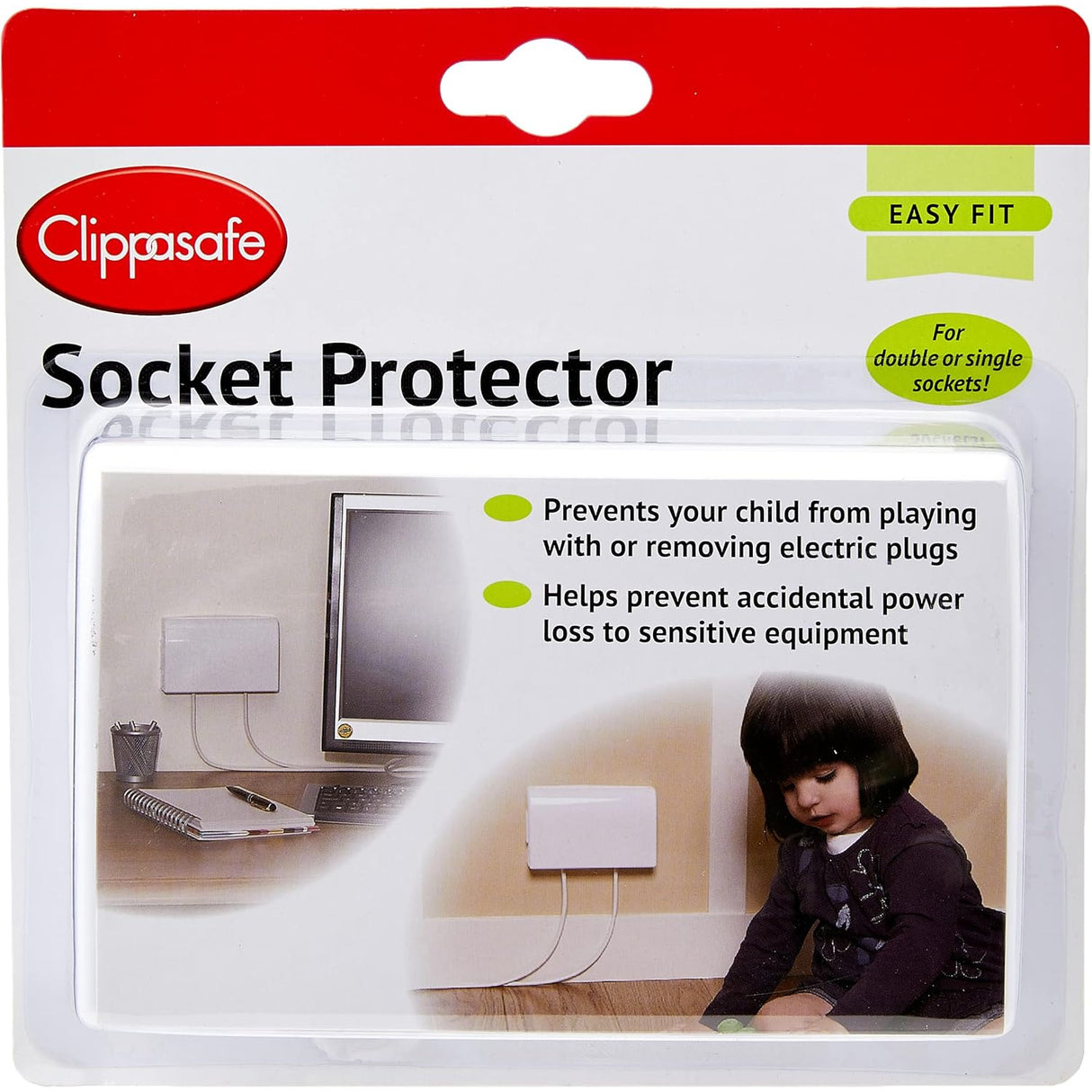 Clippasafe Double Electric Socket Cover - White 1