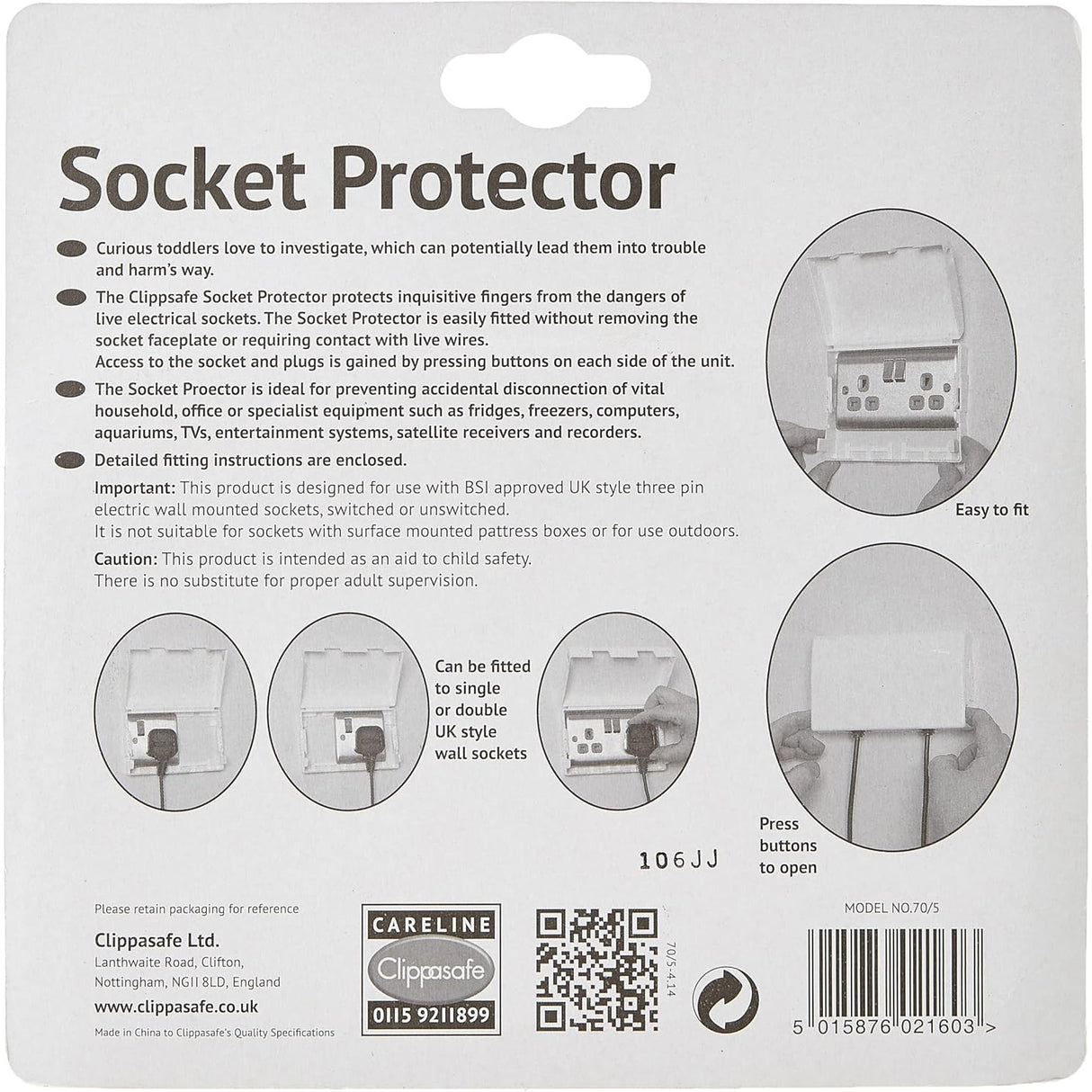 Clippasafe Double Electric Socket Cover - White 3