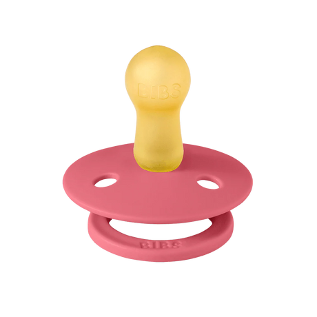BIBS Colour Round Latex Pacifiers Size 2 – Dusty Pink & Coral (2 Pack)