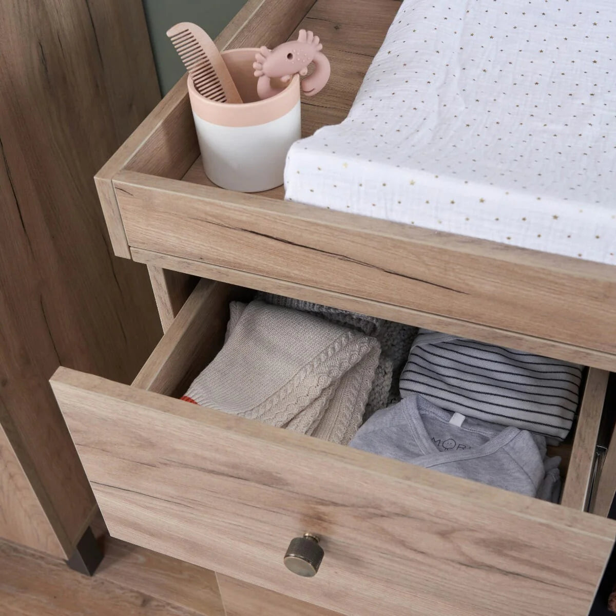 Tutti Bambini Como Dresser / Chest Changer - Distressed Oak & Slate Grey