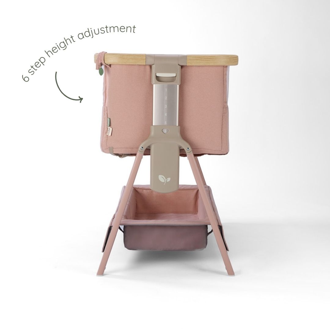 Tutti Bambini Cozee Air 2 Bedside Crib - Drifted Oak & Blush