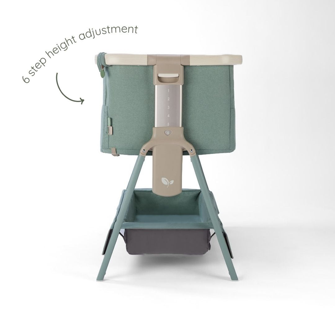 Tutti BambiniCozee Air 2 Bedside Crib - Whitewash & Kelp