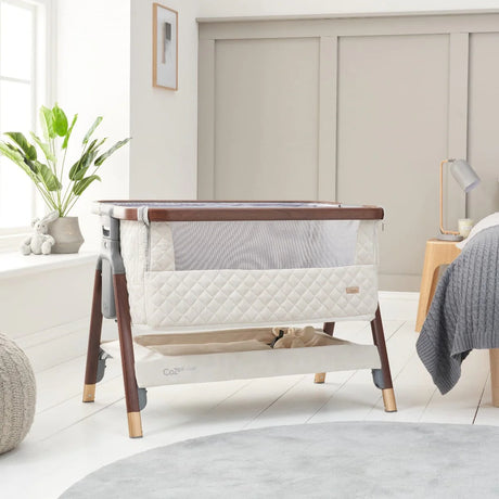 Tutti Bambini Cozee Luxe Bedside Crib - Walnut & Cream