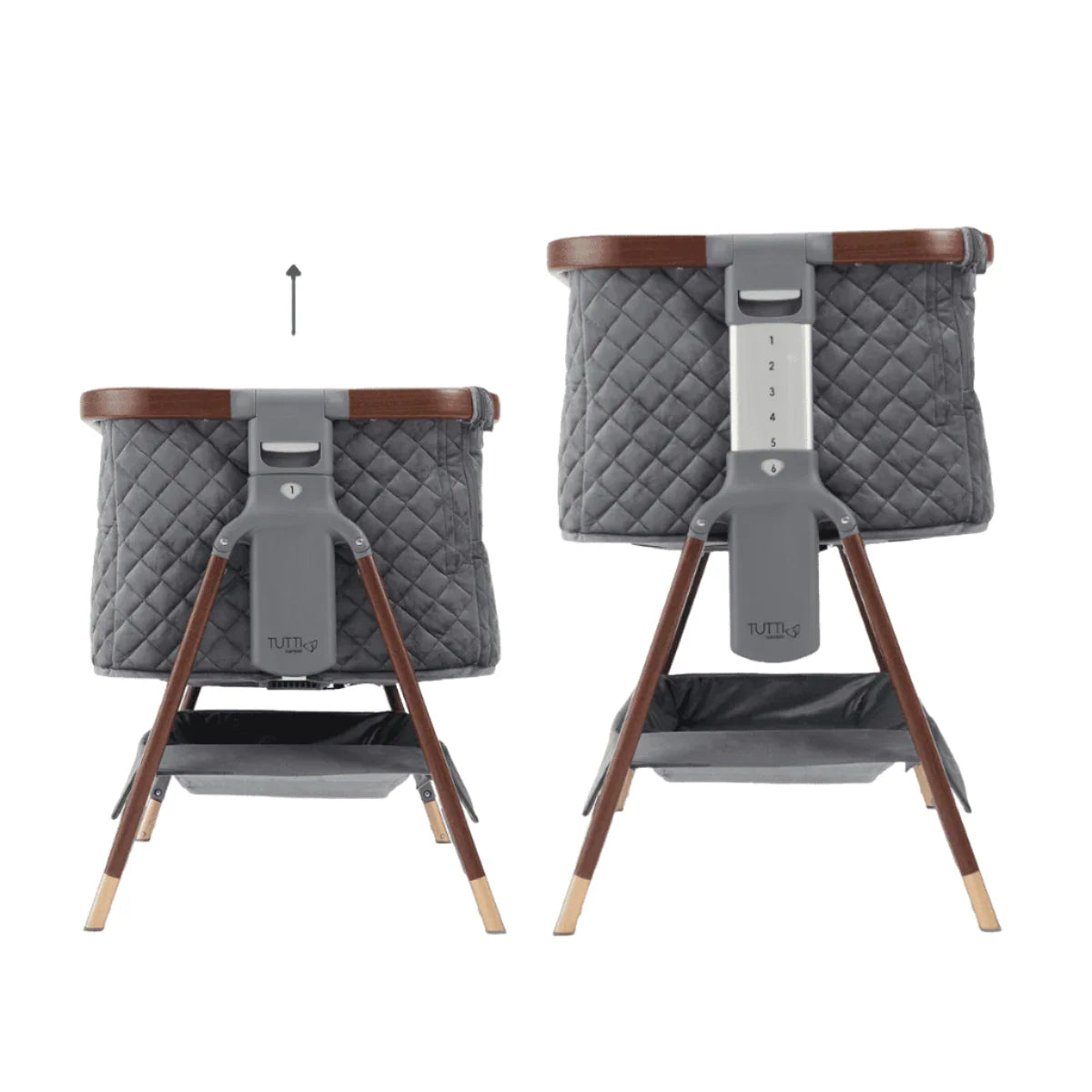 Tutti Bambini Cozee Luxe Bedside Crib - Walnut & Slate