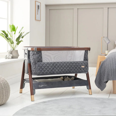 Tutti Bambini Cozee Luxe Bedside Crib - Walnut & Slate