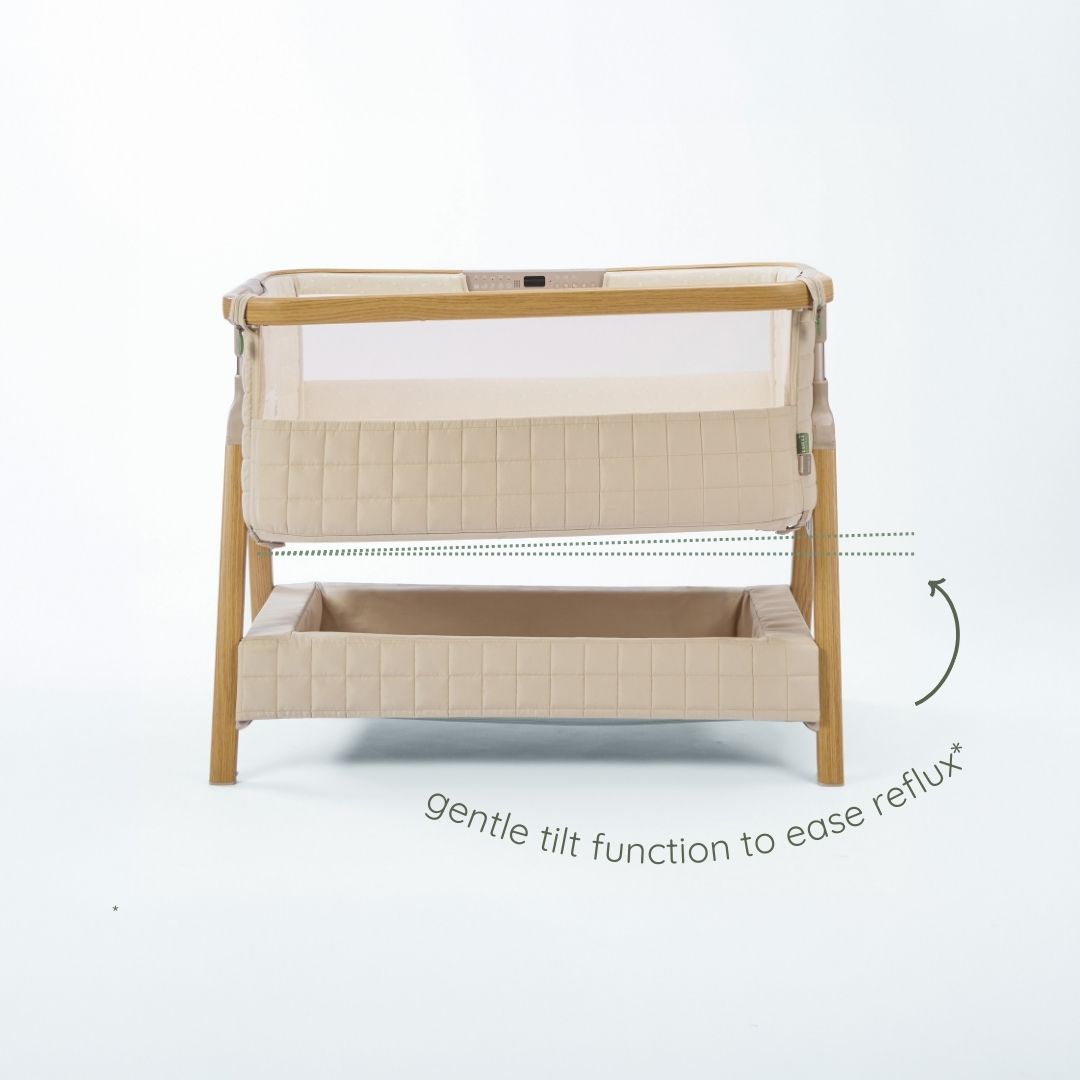 Tutti Bambini Cozee Sense Bedside Crib - Toasted Oak & Sand