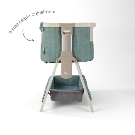 Tutti Bambini Cozee Sense Bedside Crib - White Wash & Kelp