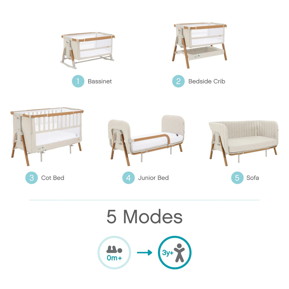 Tutti Bambini Cozee XL Complete Birth to 4 Years Bundle - Scandinavian Walnut & Ecru
