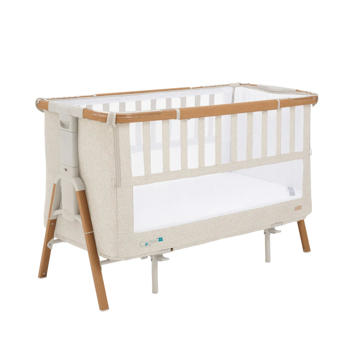 Tutti Bambini Cozee XL Bedside Crib & Cot - Scandinavian Walnut & Ecru