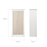 CuddleCo Ada 3 Piece Nursery Furniture Set with Cot Bed, Dresser and Wardrobe - White & Ash