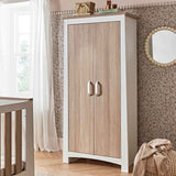 CuddleCo Ada 3 Piece Nursery Furniture Set with Cot Bed, Dresser and Wardrobe - White & Ash