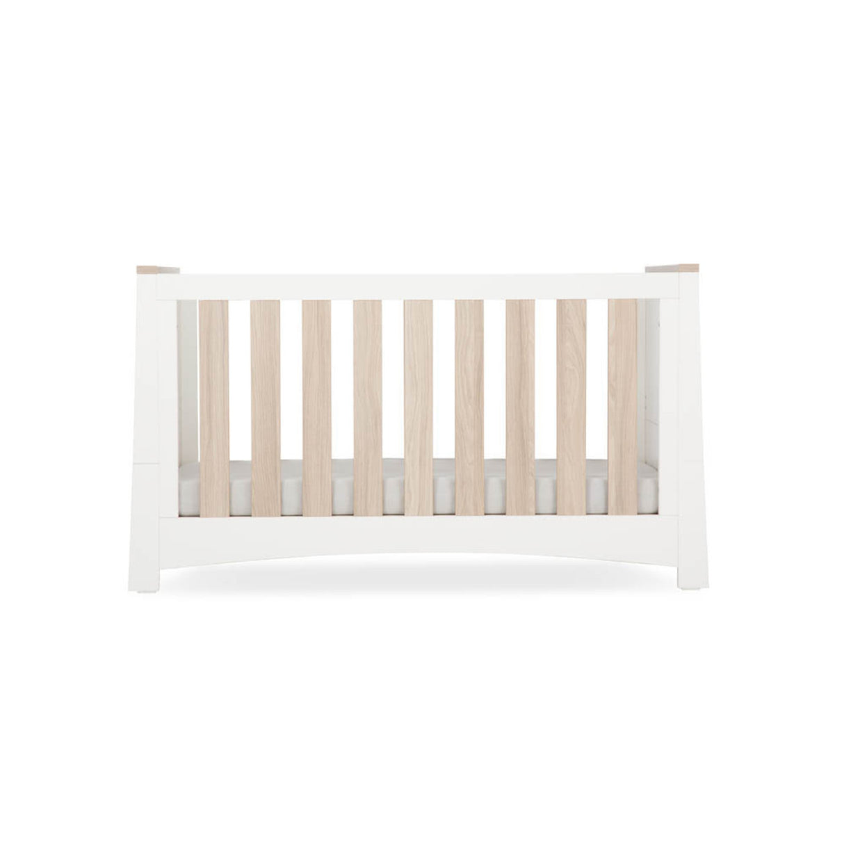 CuddleCo Ada 3 Piece Nursery Furniture Set with Cot Bed, Dresser and Wardrobe - White & Ash