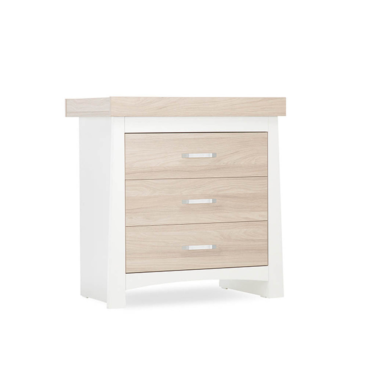CuddleCo Ada 3 Piece Nursery Furniture Set with Cot Bed, Dresser and Wardrobe - White & Ash
