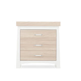 CuddleCo Ada 3 Piece Nursery Furniture Set with Cot Bed, Dresser and Wardrobe - White & Ash