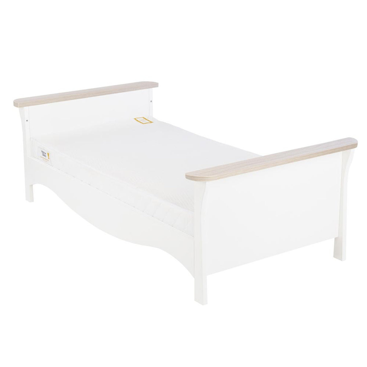 CuddleCo Clara 3 Piece Nursery Furniture Set with Cot Bed, Dresser and Wardrobe - White & Ash