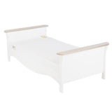 CuddleCo Clara 3 Piece Nursery Furniture Set with Cot Bed, Dresser and Wardrobe - White & Ash