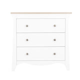 CuddleCo Clara 3 Piece Nursery Furniture Set with Cot Bed, Dresser and Wardrobe - White & Ash