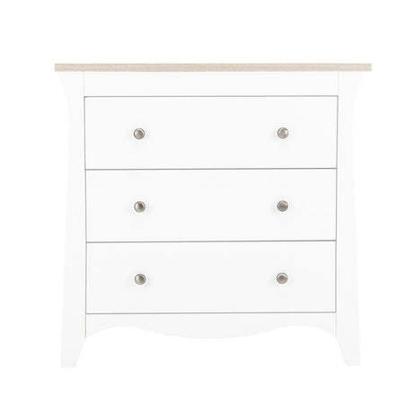 CuddleCo Clara 2 Piece Nursery Furniture Set with Cot Bed and Dresser - White & Ash