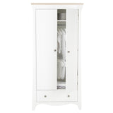 CuddleCo Clara 3 Piece Nursery Furniture Set with Cot Bed, Dresser and Wardrobe - White & Ash