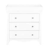 CuddleCo Clara 3 Piece Nursery Furniture Set with Cot Bed, Dresser and Wardrobe - White