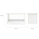 CuddleCo Clara 3 Piece Nursery Furniture Set with Cot Bed, Dresser and Wardrobe - White & Ash