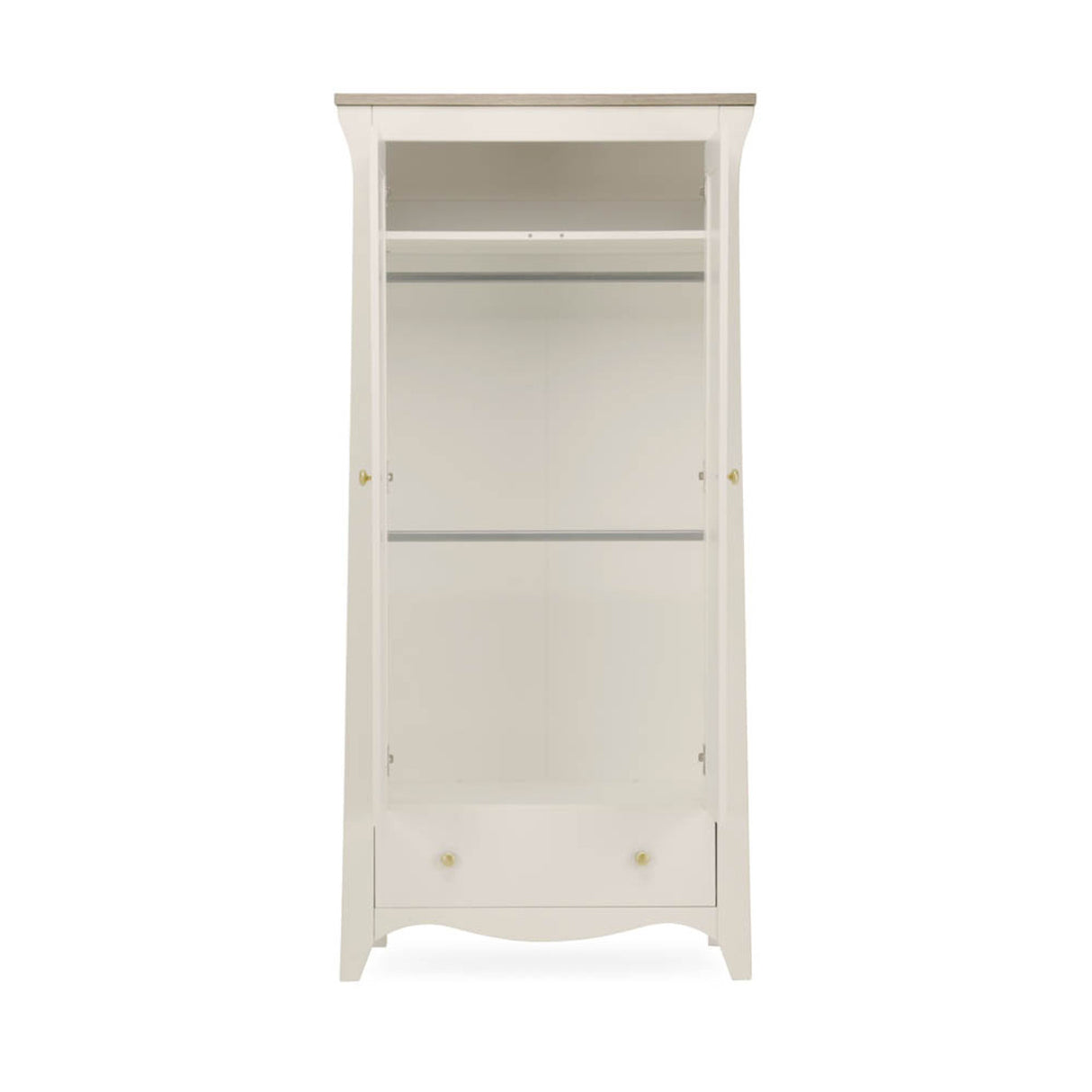 CuddleCo Clara 3 Piece Nursery Furniture Set with Cot Bed, Dresser and Wardrobe - Cashmere