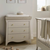 CuddleCo Clara 3 Piece Nursery Furniture Set with Cot Bed, Dresser and Wardrobe - Cashmere