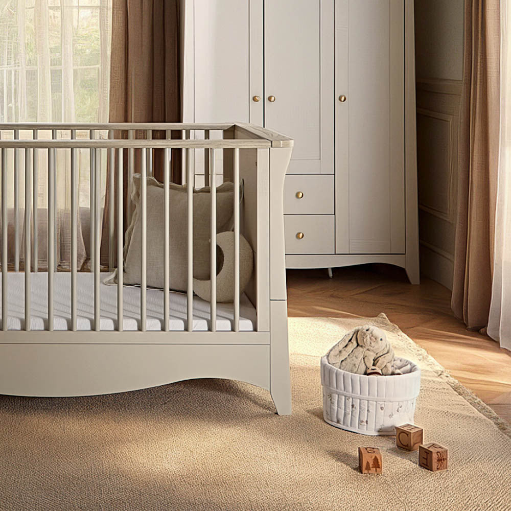 CuddleCo Clara Luxe 2 Piece Nursery Furniture Set with Cot Bed and Dresser - Cashmere & Ash