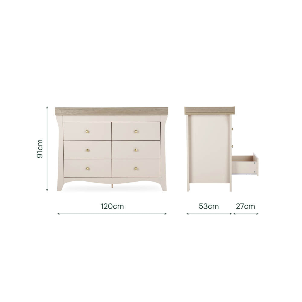 CuddleCo Clara Luxe 2 Piece Nursery Furniture Set with Cot Bed and Dresser - Cashmere & Ash