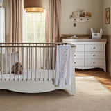 CuddleCo Clara Luxe 2 Piece Nursery Furniture Set with Cot Bed and Dresser - White & Ash