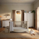 CuddleCo Clara Luxe 3 Piece Nursery Furniture Set with Cot Bed, Dresser & Wardrobe - Cashmere & Ash