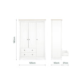 CuddleCo Clara Luxe 3 Piece Nursery Furniture Set with Cot Bed, Dresser & Wardrobe - White & Ash