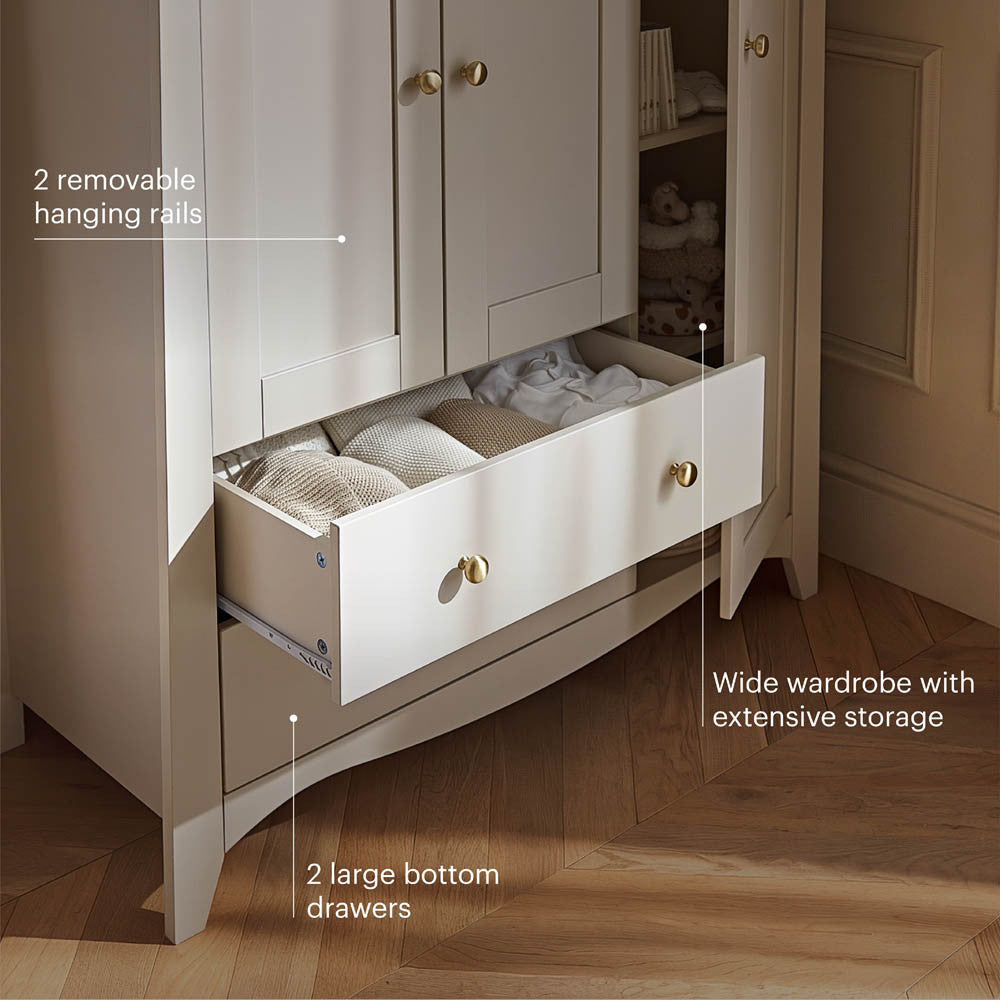 CuddleCo Clara Triple Wardrobe - Cashmere & Ash