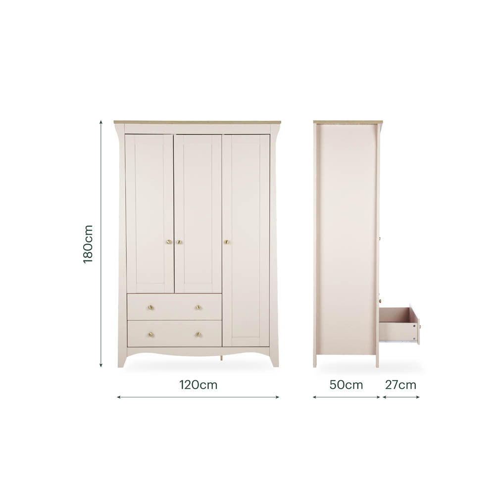 CuddleCo Clara Triple Wardrobe - Cashmere & Ash