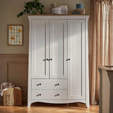 CuddleCo Clara Triple Wardrobe - White & Ash