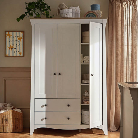 CuddleCo Clara Triple Wardrobe - White & Ash