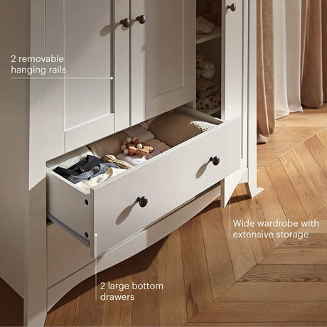 CuddleCo Clara Triple Wardrobe - White & Ash