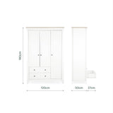 CuddleCo Clara Triple Wardrobe - White & Ash