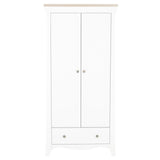 CuddleCo Clara 3 Piece Nursery Furniture Set with Cot Bed, Dresser and Wardrobe - White & Ash