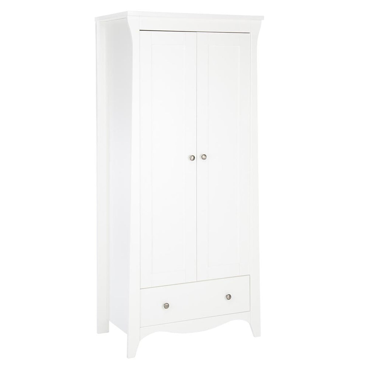 CuddleCo Clara 3 Piece Nursery Furniture Set with Cot Bed, Dresser and Wardrobe - White