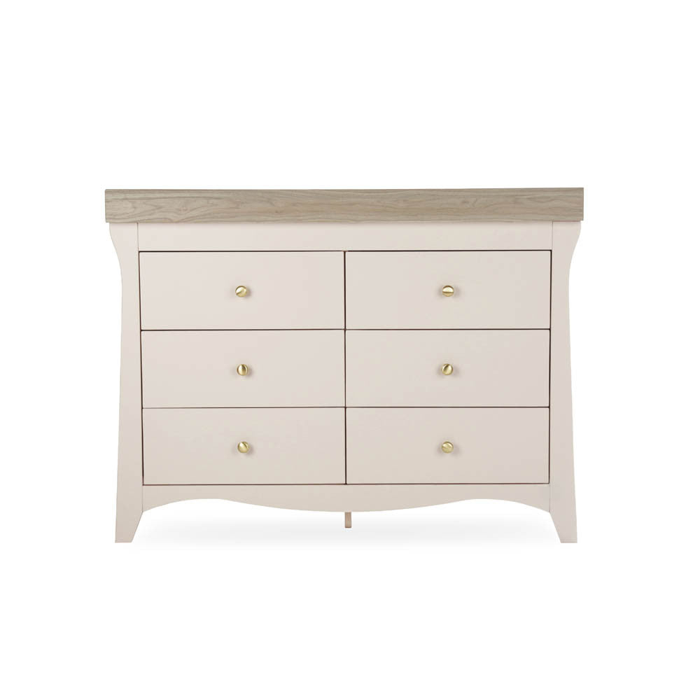 CuddleCo Clara Lux Wide 6 Drawer Dresser - Cashmere & Ash