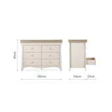 CuddleCo Clara Lux Wide 6 Drawer Dresser - Cashmere & Ash